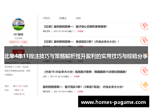 北单4串11投注技巧与策略解析提升盈利的实用技巧与经验分享