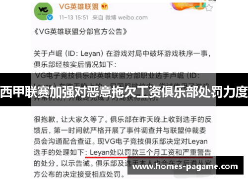 西甲联赛加强对恶意拖欠工资俱乐部处罚力度